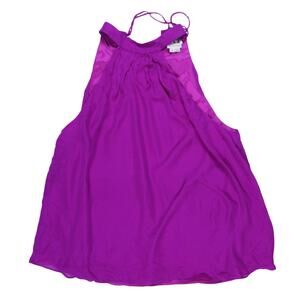 Haute Hippie tank halter fuchsia purple 100% silk flowy tie back sz M med